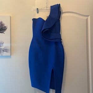 Elegant Blue One-Shoulder Dress
